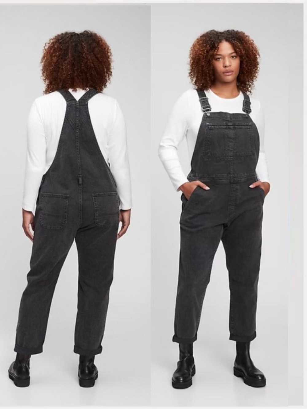 Gap Black Cropped Denim Overalls Small Petite